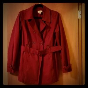 Red Loft cropped trench coat with belt